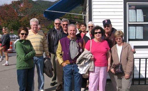 Ready to Board; from left, Anita & Bob Cronin, Larry Wiest, Ned OBrien, Jeff Falace, Sarah Wiest, Connie OBrien, Carol & Ed DeCosmo, Gail Matteo