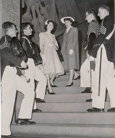 Capt. Art Leonardo, Capt. Ed DeCosmo and Lt. Col. Larry Wiest played escorts for some Albany lovelies in an Easter Parade promotion in 1960 